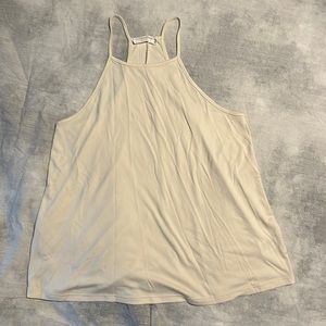 Double Zero Cream Hi Neck Flowy Tank